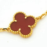 [Eternal Jewelry]CLOVER 5 MOTIFS CARNELIAN DIAMOND BRACELET - Image 4