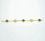 [Eternal Jewelry]CLOVER  5 MOTIF MALACHITE DIAMOND BRACELET - Image 9