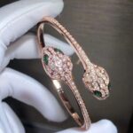 [Eternal Jewelry]SERPENTI BRACELET PINK GOLD MALACHITE DIAMOND DOUBLE SNAKE - Image 5