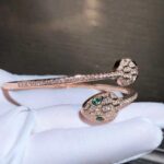[Eternal Jewelry]SERPENTI BRACELET PINK GOLD MALACHITE DIAMOND DOUBLE SNAKE - Image 6