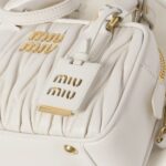Arcadie Matelassé Soft Lamb Leather Handbag White - Image 5