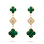 [Eternal Jewelry]CLOVER EARRINGS GOLD MALACHITE DIAMOND 3 MOTIF - Image 2