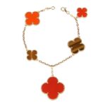 [Eternal Jewelry]CLOVER BRACELET 5 MOTIFS CARNELIAN TIGER EYE - Image 2