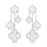 [Eternal Jewelry]CLOVER EARRINGS WHITE MOP 4 MOTIFS SILVER