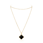 [Eternal Jewelry]CLOVER 25MM GOLD ONYX BIG CLOVER NECKLACE - Image 2