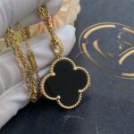 [Eternal Jewelry]CLOVER 25MM GOLD ONYX BIG CLOVER NECKLACE - Image 5