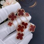 [Eternal Jewelry]CLOVER EARRINGS CARNELIAN 4 MOTIFS PINK GOLD - Image 2