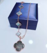 [Eternal Jewelry]COMBINED BRACELET 5 MOTIFS AND NECKLACE DARK MOP ROSE GOLD - Image 3