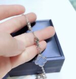 [Eternal Jewelry]CLOVER 10 MOTIFS CHALCEDONY DIAMONDS SILVER NECKLACE - Image 8