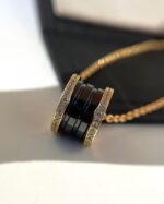 [Eternal Jewelry]ZERO 1 BLACK CERAMIC DIAMOND PINK GOLD NECKLACE - Image 4