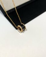 [Eternal Jewelry]ZERO 1 BLACK CERAMIC DIAMOND PINK GOLD NECKLACE - Image 3